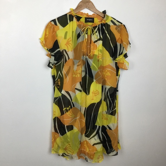 The Kooples Dresses & Skirts - The Kooples Paris Short Yellow Floral Dress Frilly Sleeves 2